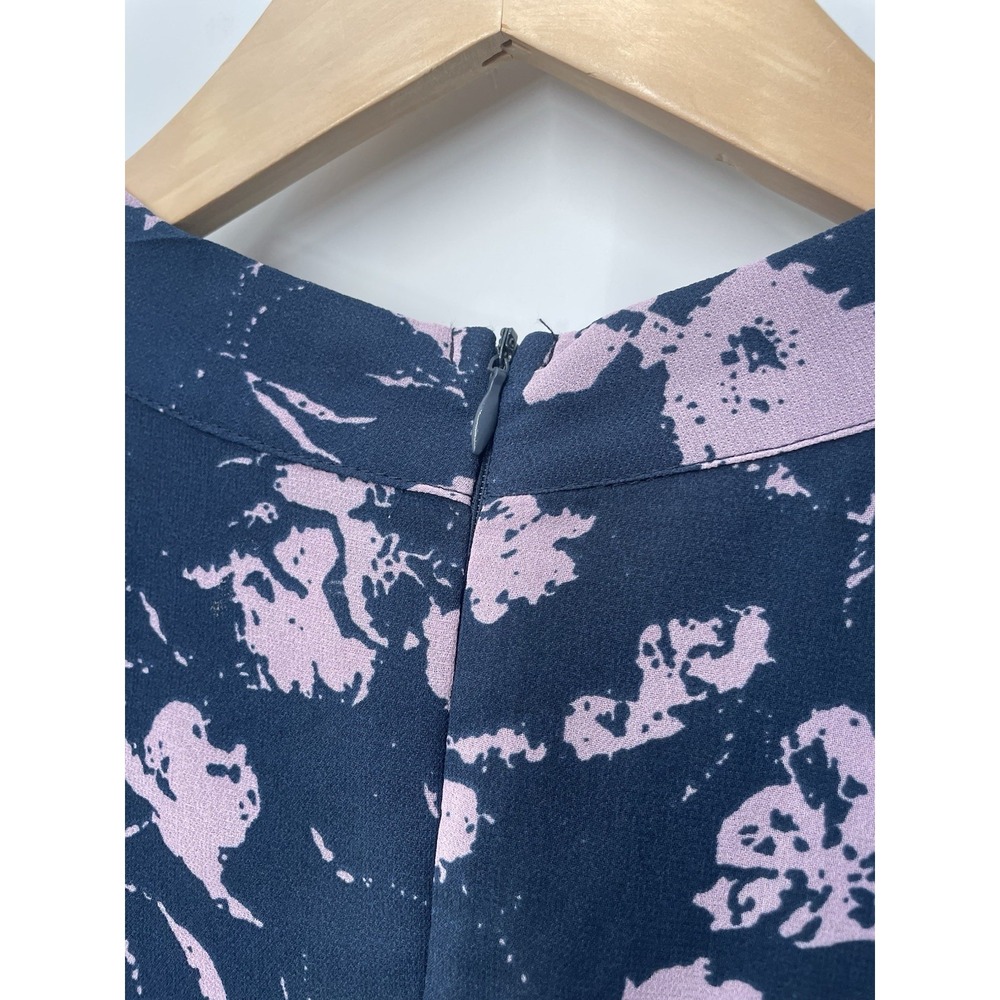 Hyacinth House Shift Midi Dress Womens Size Large Ruffle Navy Dusty Pink Floral - Picture 8 of 13